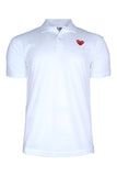 COMME des GARÇONS PLAY RED HEART ON WHITE POLO