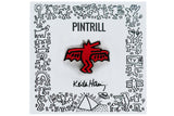 KEITH HARING BAT DOG PIN - RED