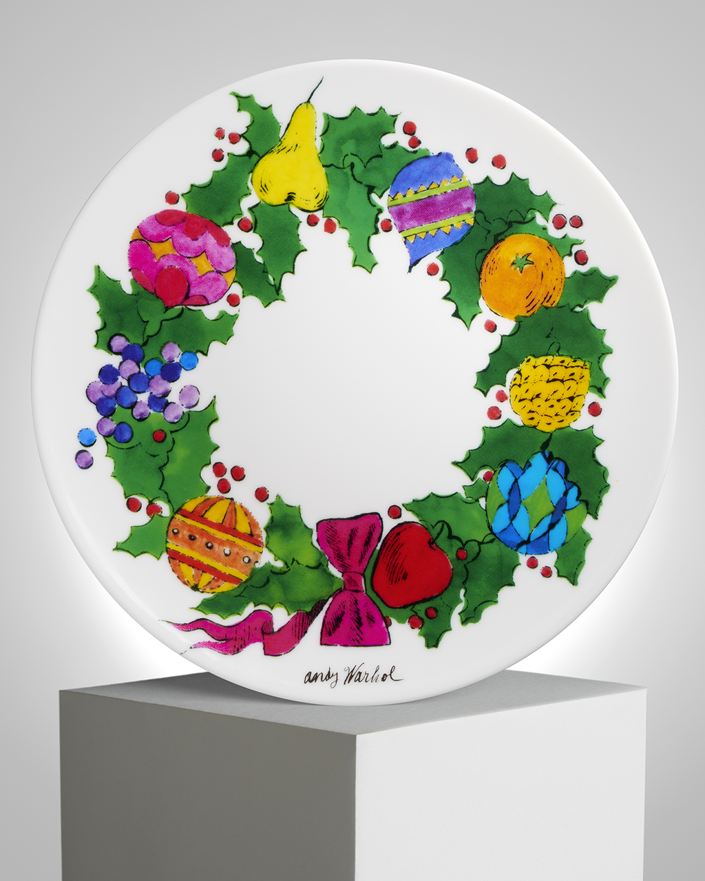 ANDY WARHOL PORCELAIN PLATE -  Wreath - CHRISTMAS COLLECTION