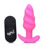 BANG Remote Control 21X Vibrating Silicone Swirl Butt Plug - Pink
