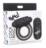 BANG Remote Control 28X Vibrating Cock Ring & Bullet - Black