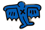 KEITH HARING BAT DEMON PIN - BLUE