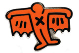 KEITH HARING BAT DEMON PIN - ORANGE