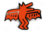 KEITH HARING BAT DOG PIN - ORANGE