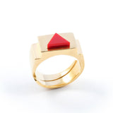 Red Triangle Ring Gold by Jonathan Johnson