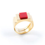 Red Square Ring Gold by Jonathan Johnson
