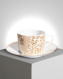 Keith Haring Porcelain tea cup & plate "GOLD PATTERN"