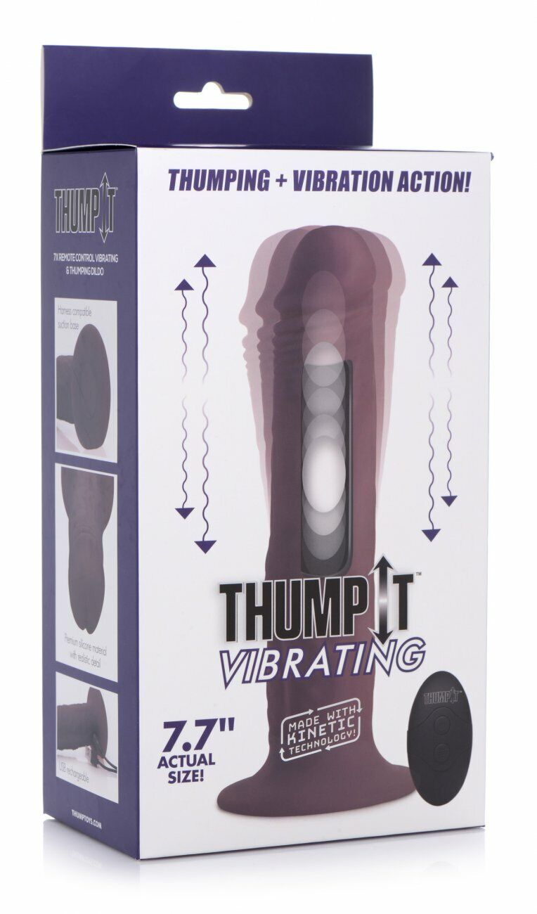 THUMP IT 7X Remote Control Thumping + Vibrating Dildo - Dark