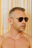 TOM OF FINLAND SUNGLASSES GOLD WITH BLACK LENSES